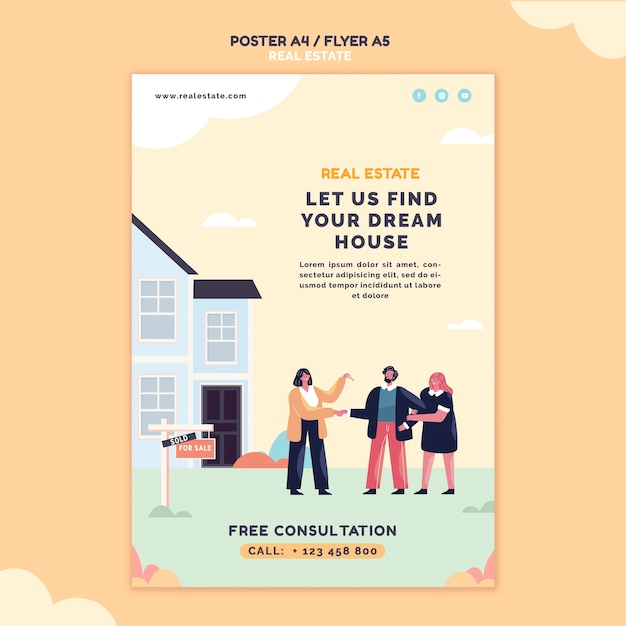 PSD illustrated real estate print template