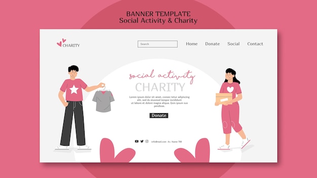 Illustrated social activity and charity web template