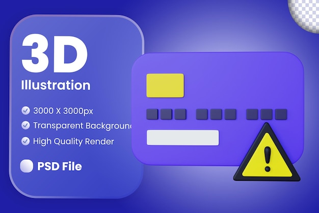 PSD illustratie 3d-creditcardfout