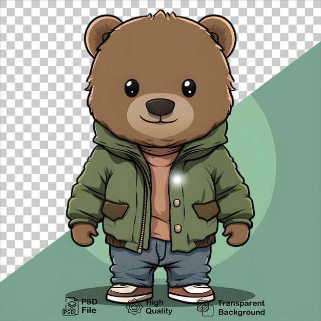 PSD illustratie beer draagt een jas geïsoleerd op doorzichtige achtergrond png-bestand opnemen