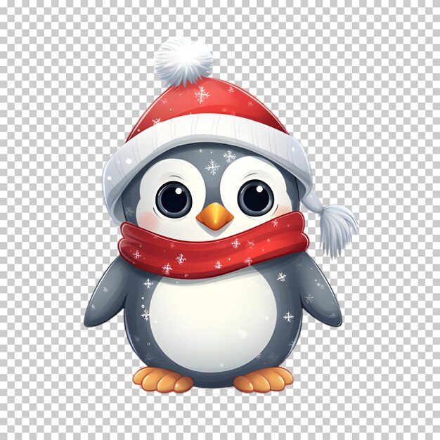 PSD illustratie kerstpinguïn karakter geïsoleerd op transparante achtergrond