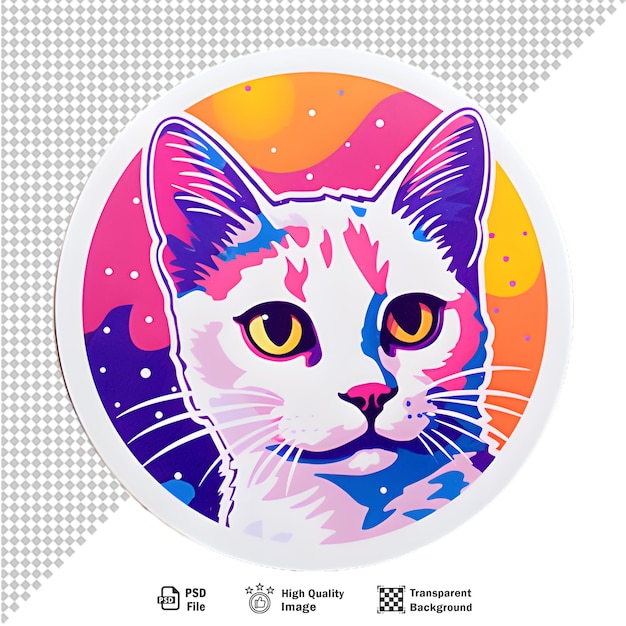 PSD illustratie ronde sticker voor katten op transparante achtergrond