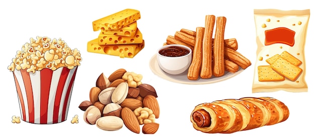 illustratie set snacks