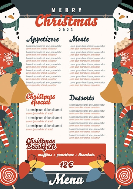 Illustratie speciale kerstmenu poster