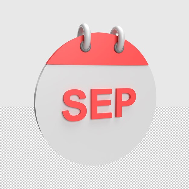 Illustratie van 3d-kalender van september, gerenderd object