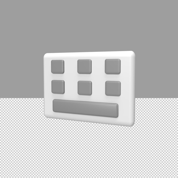 PSD illustratie van 3d-toetsenbord rendered object