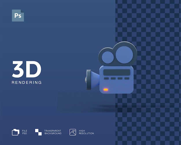 PSD illustratie van 3d-videocamera