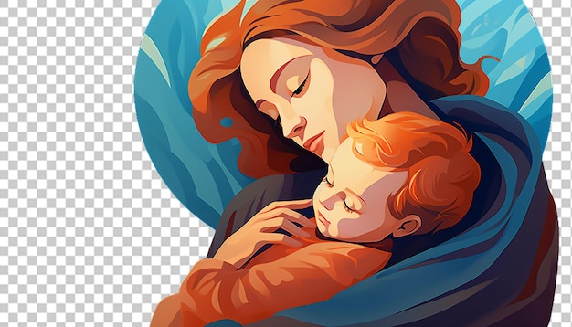 PSD illustratie van cartoon personage moeder en baby png