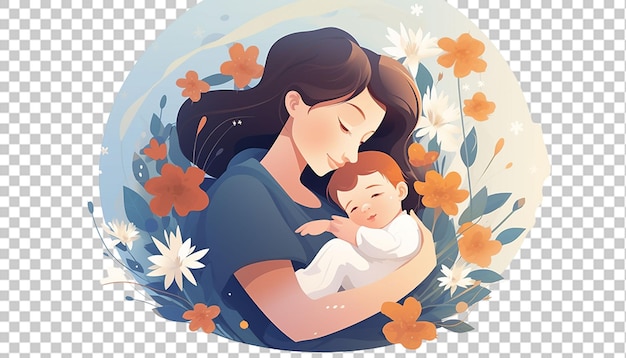 Illustratie van cartoon personage moeder en baby png