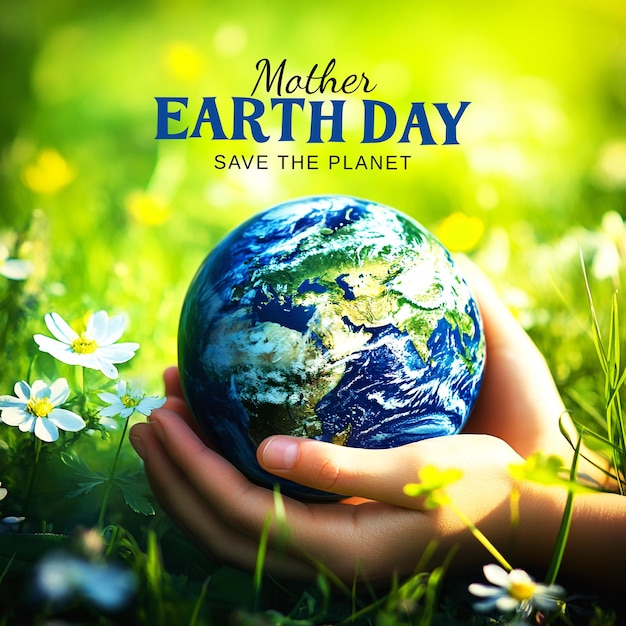 Illustratie van de hand die de planeet vasthoudt voor de Dag van de Aarde