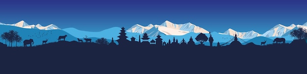 Illustratie van de reisbestemmingsvector van NEPAL