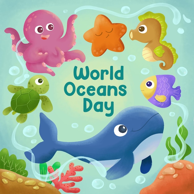 Illustratie van de Wereldzeeëndag