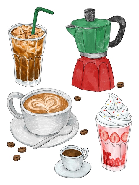 Illustratie van een drankje in een café