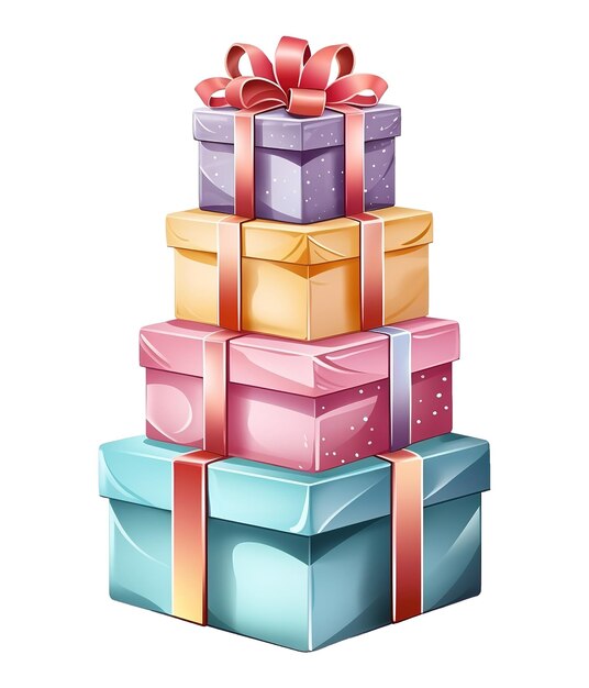 PSD illustratie van een geschenkdoos met lint om kerstmis te vieren