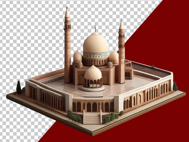 PSD illustratie van een miniatuur moderne moskee