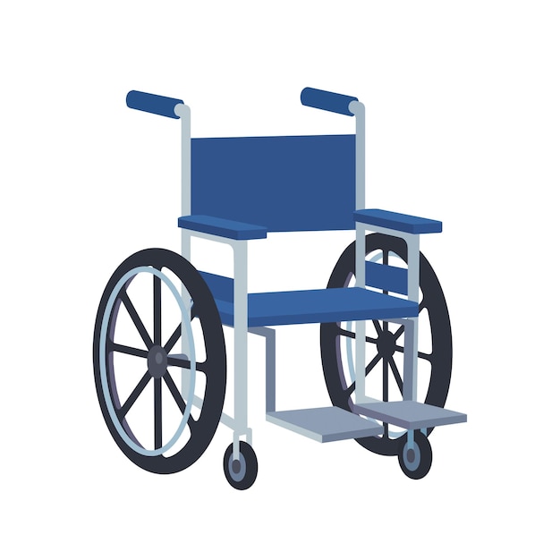 Illustratie van een rolstoel voor een gehandicapte persoon die geïsoleerd is op een witte achtergrond