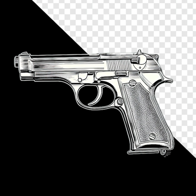 Illustratie van een vintage pistool op een zwarte achtergrond