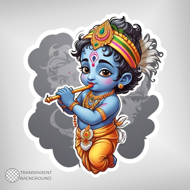 PSD illustratie van heer shri krishna sticker