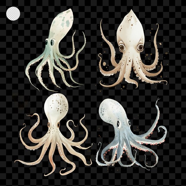 PSD illustratie van octopus geïsoleerd op transparante achtergrond png psd