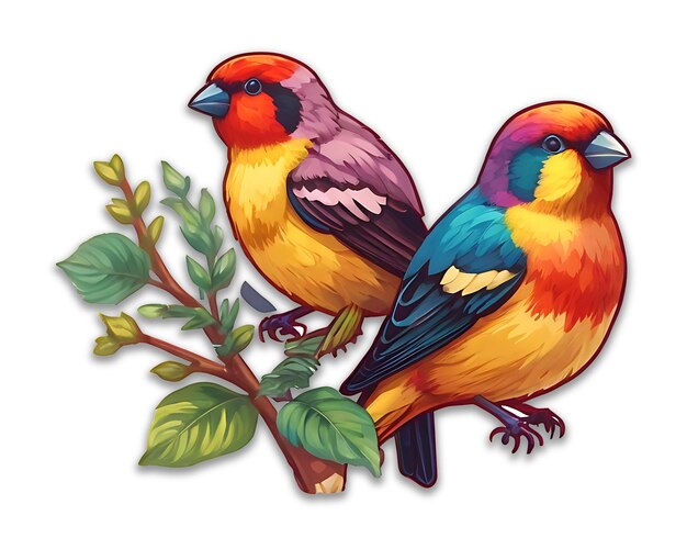 PSD illustratieontwerp van finches psd