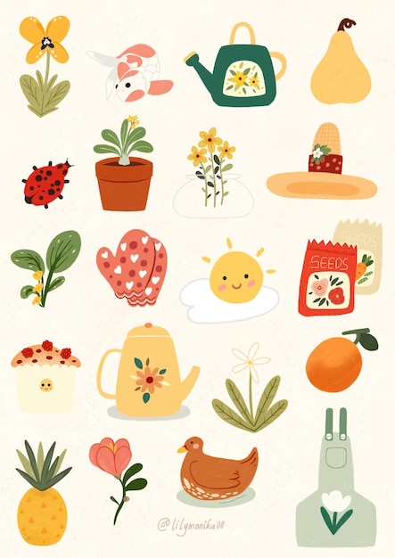 Illustratieset voor tuinbouwpatronen