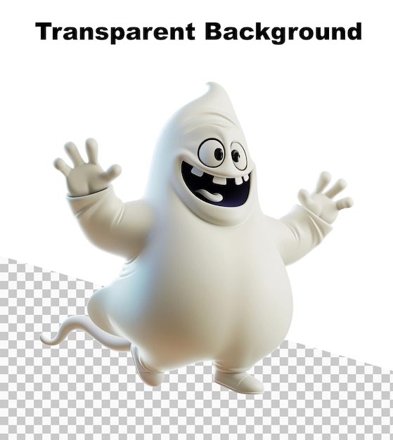 PSD an illustration of a 3d model of a happy ghost