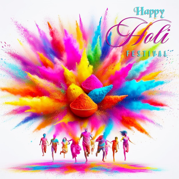 PSD illustration of abstract colorful happy holi background