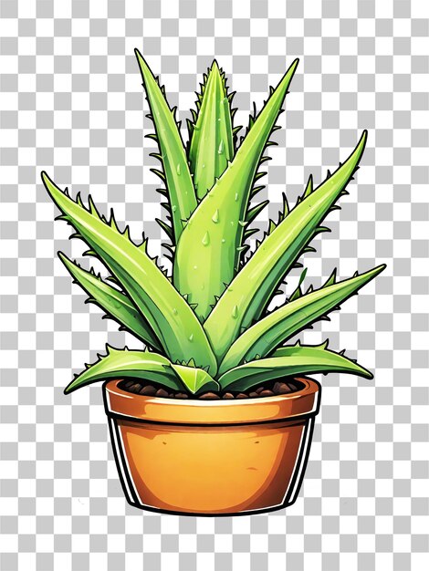 Illustrazione di una pianta di aloe vera in vaso su sfondo trasparente