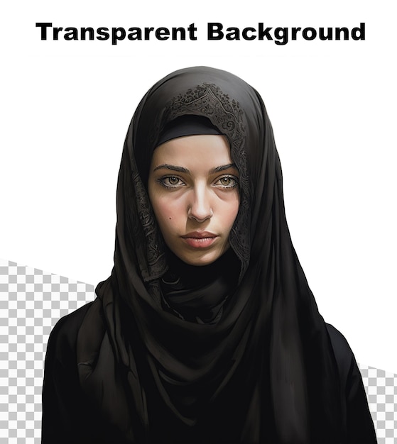 PSD un'illustrazione di una donna araba con un velo nero