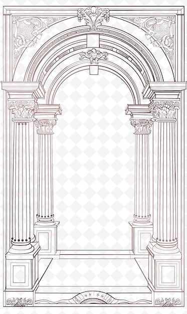 PSD an illustration of a arched doorway with columns and a decorative arch