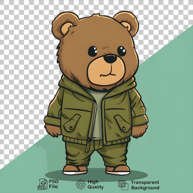 PSD illustration bear is wearing a jacket isolated on transparent background include png file