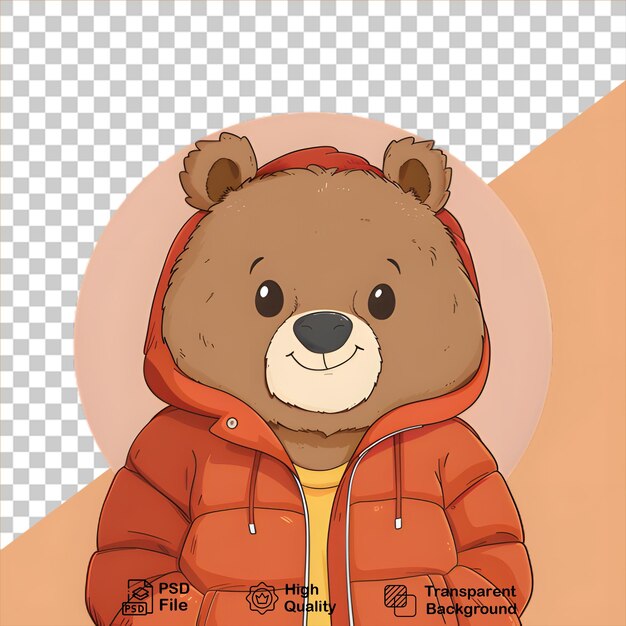 Illustration bear is wearing a jacket isolated on transparent background include png file