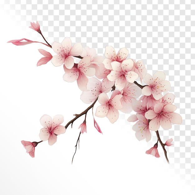 Illustrazione acquerello di fiori sakura su sfondo trasparente