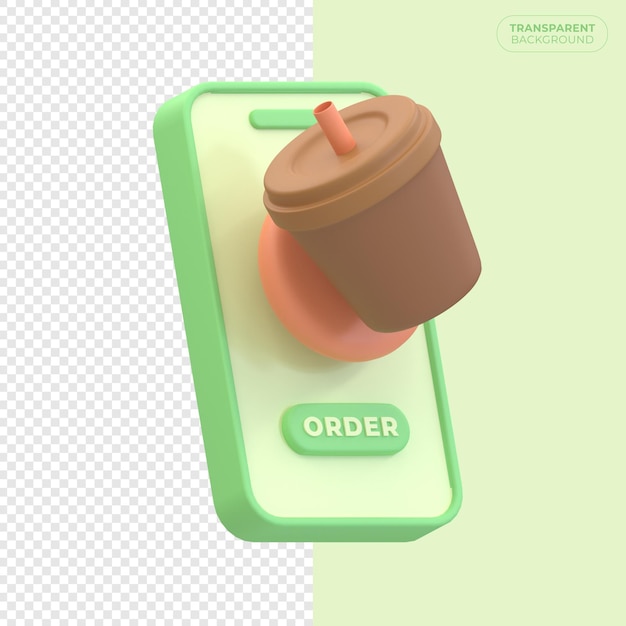 PSD illustration buy food and drinks using the mobile application