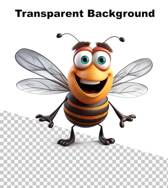 PSD un'illustrazione di un'ape dei cartoni animati che sorride