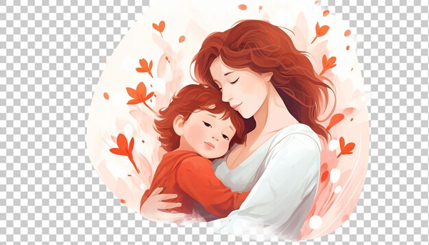 Illustrazione del personaggio dei cartoni animati madre e bambino png