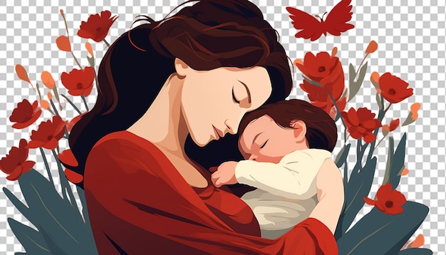 Illustration of cartoon character mother and baby png