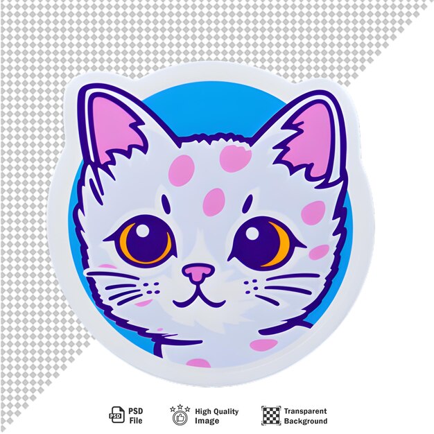 PSD illustrazione adesivo rotondo per gatti su sfondo trasparente