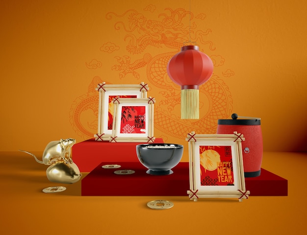 illustration of chinese new year objects