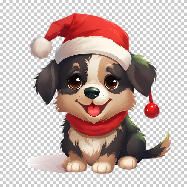 PSD Иллюстрация рождественская собака персонаж изолирован на прозрачном фоне