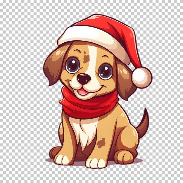 PSD イラスト 透明な背景に隔離されたクリスマス犬のキャラクター