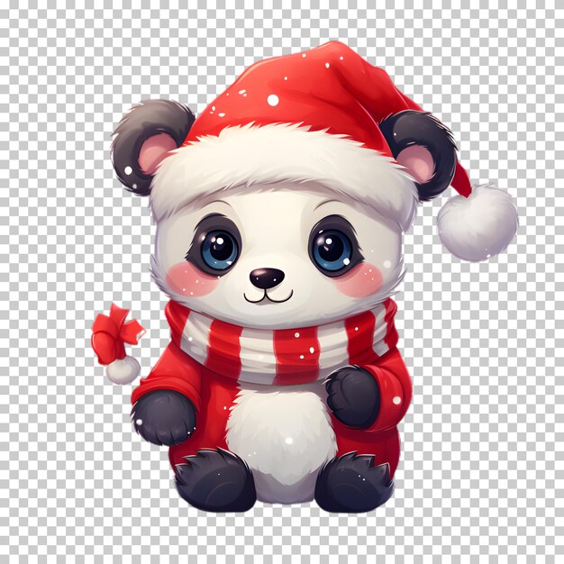 Illustration christmas panda character isolated on transparent background