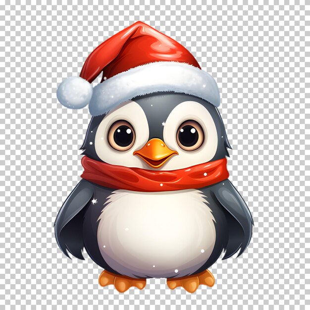 PSD illustration christmas penguin character isolated on transparent background