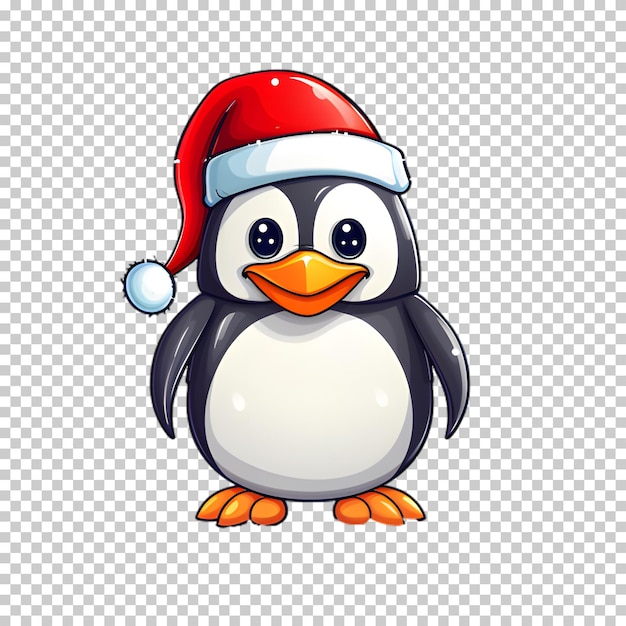 PSD illustration christmas penguin character isolated on transparent background