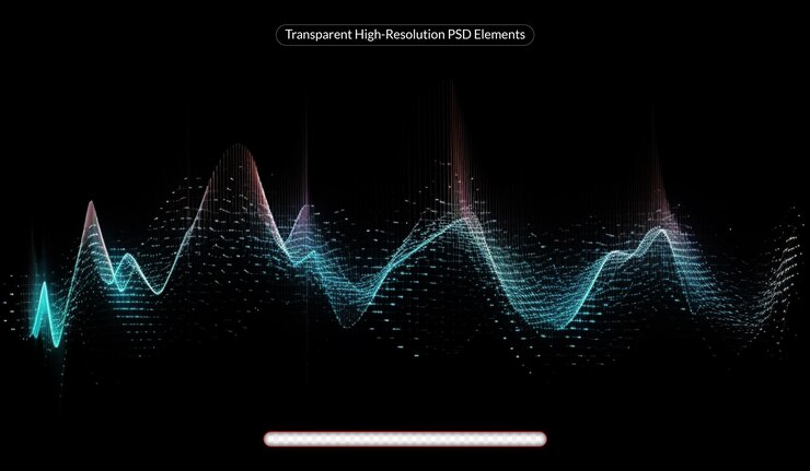 PSD illustration contain graph chaotic noise dotted grid and blurred lines on dark