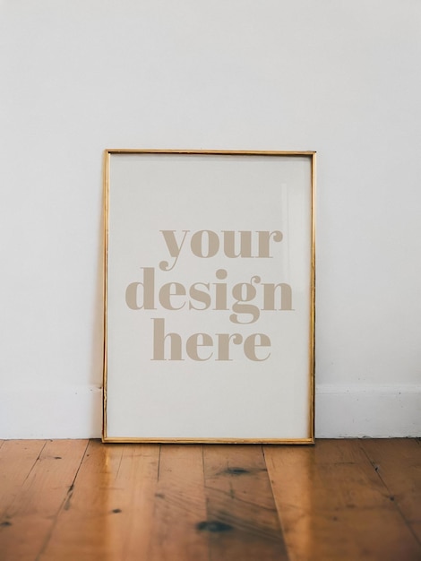 Illustration of contemporary artwork in framed poster mockup interior render