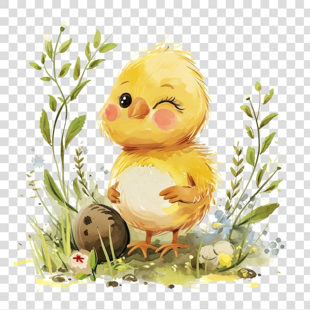 Illustration of cute chick isolated on transparent background png