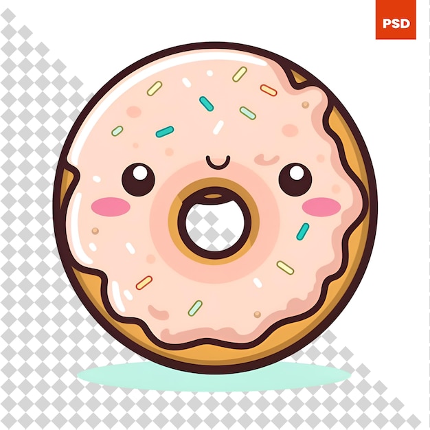 Illustration of a cute donut with sprinkles on white background