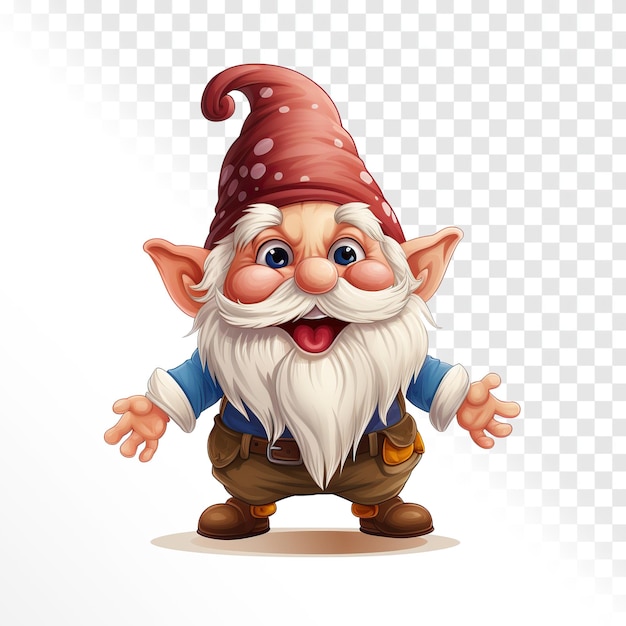 PSD illustration cute gnome hat head isolated on transparent background