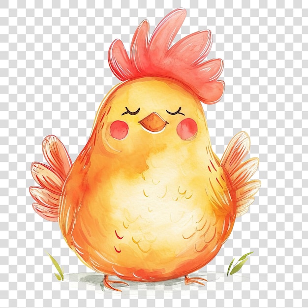 PSD illustration of cute hen isolated on transparent background png